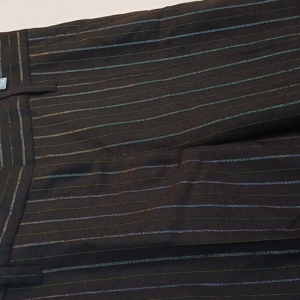 🔥🔥🔥Marc Jacobs black metallic pinstripe crop flat front chinos 8 NWT - Picture 8 of 16